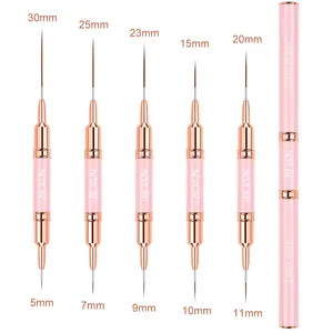 BQAN Private Label Custom Logo Manicure Tool Pink Gel Polish Brushes Dual-end Nail Art Extension Liner Drawing Brush