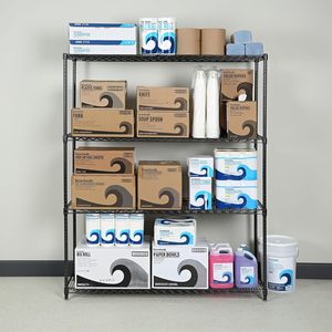Kit de démarrage d'étagères métalliques polyvalentes Alera à 4 niveaux 60 x 18 x 72 Noir Anthracite+ pour garages - Product Image 3