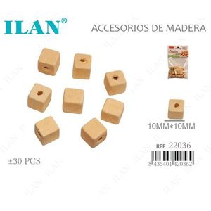 Perline quadrate in legno ILAN 10x10mm per artigianato e creazione di gioielli - Product Image 1
