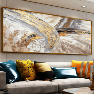 Pinturas al óleo pintadas a mano simuladas, pintura dorada, lienzo hermoso <span class=keywords><strong>Simple</strong></span>, pintura al óleo, arte de pared - Product Image 2
