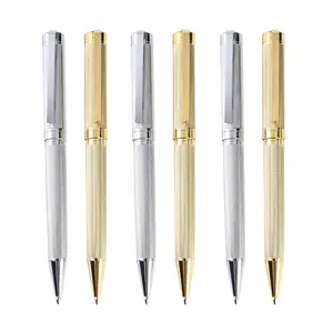 Customized Logo Luxury Metal Craved Executive Writing Pen Ballpoint Pen Chrome Rose Gold Black Craved Design Gift Pens