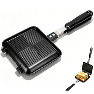 Popular Portable Sandwich Cake Mold Aluminium Roasting Pan Outdoor Use Two Side Breakfast Sandwich Grill Pan - Product Image 3