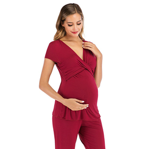 Wholesale <strong>Maternity</strong> Pajamas Pants Set Modal Maternal Postpartum Pregnancy Breastfeeding Loungewear - Product Image 4
