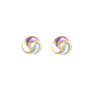 Fashion <b>Stud</b> <b>Earrings</b> 316L Stainless Steel PVD Gold Plating Sustainable Resistant Purple <b>Blue</b> Design - Product Image 2