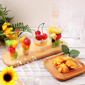 Vaso de plástico para Mousse de helado de grado alimenticio, minivasos de postre de gelatina de pudín transparente cuadrado personalizado, vasos de plástico desechables para postre - Product Image 4