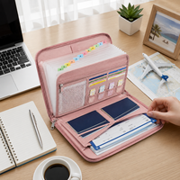 Sac de voyage multi-compartiments rose personnalisé avec fermeture éclair, étanche, pour documents, passeport et billets, organisateur OEM ODM