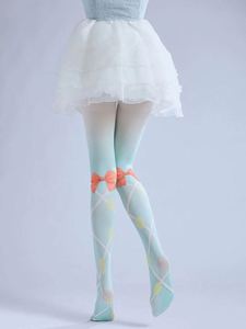 Collants imprimés avec nœud personnalisés Ins Tide Losange Lolita <span class=keywords><strong>Leggings</strong></span> amincissants Chaussettes pour filles mignonnes - Product Image 6