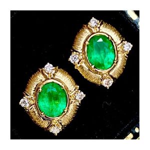 Xinfly 18K Solid Gold 0.55CT Natural <b>Emerald</b> Diamond <b>Stud</b> Earrings Custom Fashion Jewelry for Women - Product Image 1