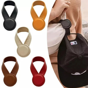 Wholesale Multipurpose Magnetic Leather <b>Hat</b> Clip With Faux Fur Strong Round Organizer Outdoor Travel Cap <b>Holder</b> Bag Accessories - Product Image 1