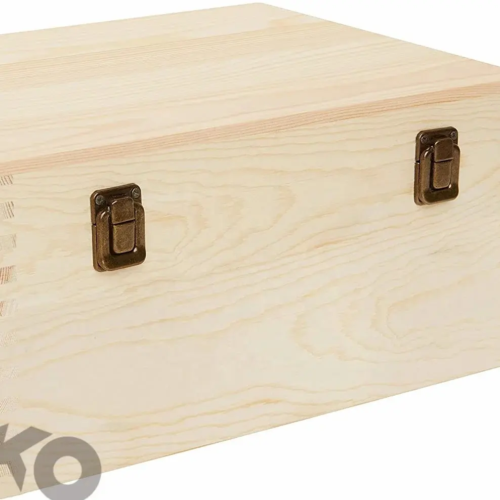 Caja de madera de bricolaje extra grande, joyería artesanal, tapa con bisagras, 2 cierres, venta al por mayor, artesanías de madera sin terminar personalizadas