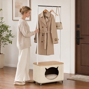 <span class=keywords><strong>Porte</strong></span>-<span class=keywords><strong>manteau</strong></span> d'entrée moderne avec niche pour chat intégrée, armoire de couloir en bois multifonctionnelle, mobilier adapté aux animaux de compagnie, vente en gros, sur mesure - Product Image 5