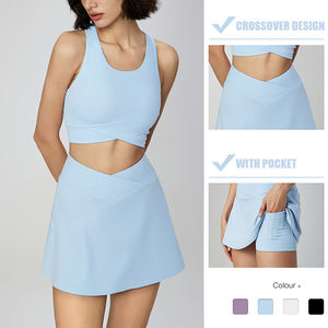 高品质网球裙透气运动跑步帕德尔泡泡球裙2件套女式健身服装定制标志 - Product Image 3