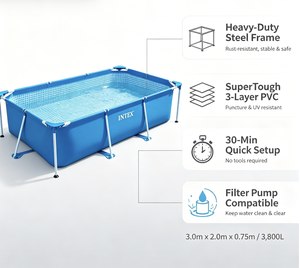 INTEX 28272 Piscina Fuori Terra Rettangolare in PVC Gonfiabile Pieghevole Ecologica per Bambini, Piscina da Esterno per Giardino - Product Image 4