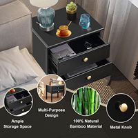 Combohome Table de chevet Table de chevet avec tiroir Table d'appoint carrée Table d'appoint en bambou Table de chevet moderne Classique Noir