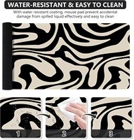 Tapis de souris XXL surdimensionné à motif floral personnalisé, imperméable, antidérapant, avec bordure renforcée