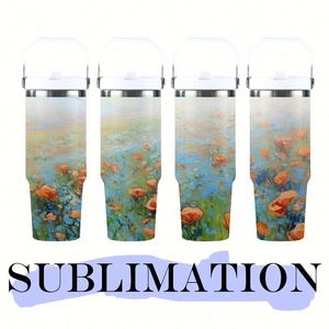 Bouteille isotherme sous vide en acier inoxydable de 30 oz, gobelet de sublimation de 30 oz avec paille et couvercle rabattable anti-fuite – Entrepôt américain - Product Image 4