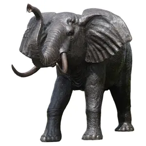 Statue d'éléphant en métal bronze, grande taille, extérieur, pouces