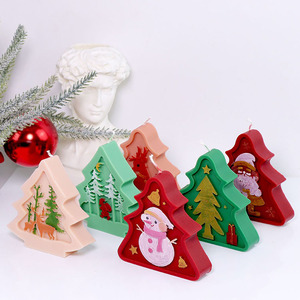 Moldes de silicona YS con relieve plano para velas de árbol de Navidad, moldes de fundición de yeso de Papá Noel, decoraciones DIY para hacer velas de aromaterapia - Product Image 5