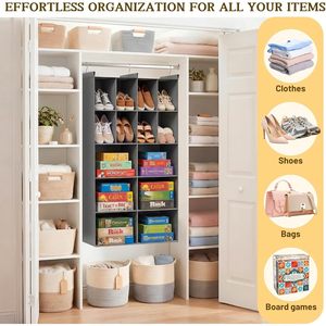 Organizador de Armario Colgante con 14 Compartimentos, 33x15x85cm, Tela No Tejida, Almacenamiento de Ropa, para Dormitorio - Product Image 6