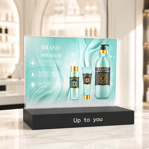 Exhibidor Acrílico para Minoristas, Vitrina Transparente de Mostrador con Panel Trasero Impreso para Cosméticos/Electrónicos/Atomizadores - Product Image 1