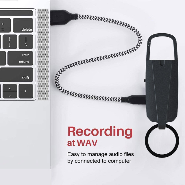 64GB Tiny Keychain Voice Recorder with Voice Activated Onekey Recording MP3 Playback for Studying Memorandum