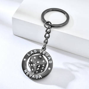 Porte-clés en forme de Cube de dés, accessoire de gamer, en alliage d'argent, strass vierges, spinner, métal, vente en gros - Product Image 6