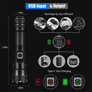 Không thấm nước XHP70 mạnh mẽ <span class=keywords><strong>LED</strong></span> <span class=keywords><strong>Torch</strong></span> 2000lm Zoomable Strobe <span class=keywords><strong>Led</strong></span> <span class=keywords><strong>flash</strong></span> <span class=keywords><strong>light</strong></span> xách tay Sạc <span class=keywords><strong>Led</strong></span> đèn pin - Product Image 5