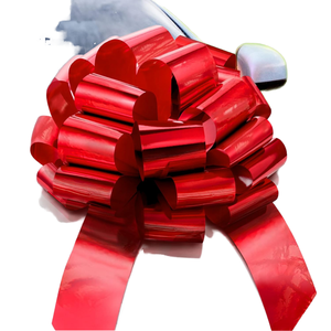 Custom Curlie <b>Bow</b> Satin <b>Red</b> Luster Woven Gift Ribbon Decorative <b>Bow</b> for Car or Present Wrapping - Product Image 1