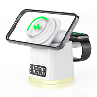 Witte 3-in-1 telefoonmagneet multifunctionele wekker draadloze oplader voor iPhone draadloze oplader