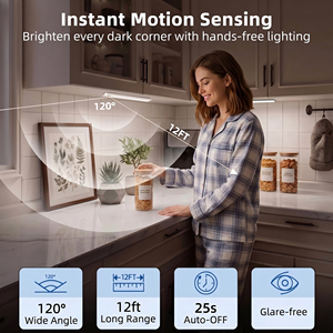 New Usb Rechargeable Battery 5 Color Adjustable and Brightness Dimmable Motion Sensor <strong>Kitchen</strong> Under Led Cabinet <strong>Light</strong> - Product Image 2