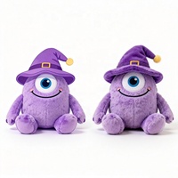 Boneka Kucing Monster Ungu Desain Kustom dengan Isian Kapas PP Bahan Katun Monster Populer Topi Grosir