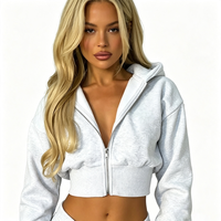 Ensemble deux pièces personnalisé pour femme : robe à capuche zippée et pantalon de survêtement en coton bouclette délavé, style décontracté automne, écoresponsable