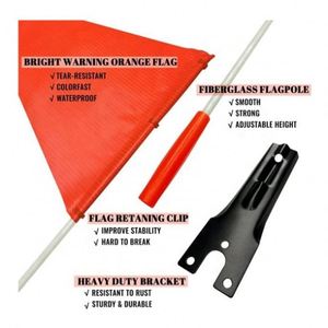 Drapeau de sécurité pour vélo haute visibilité, mât en fibre de verre robuste, bande réfléchissante, polyester résistant aux déchirures, drapeau de vélo haute visibilité - Product Image 2