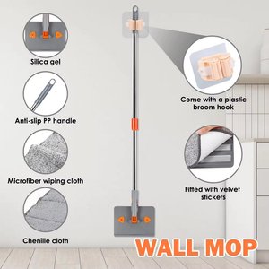 Outil de nettoyage de plinthes Nettoyeur de murs Vadrouille avec poignée extensible Nettoyeur de murs pour plinthes Nettoyeur de vitres de murs de plafond - Product Image 5