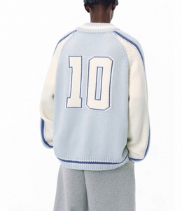 2025 Custom Fashion Zip-Up Blue Knit <strong>Cardigan</strong> <strong>for</strong> <strong>Men</strong> <strong>Long</strong> Sleeved Breathable <strong>for</strong> Winter OEM &amp; ODM - Product Image 4