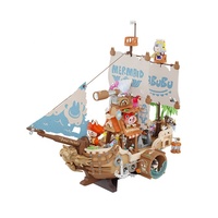 Vente en gros de boîtes mystères authentiques POPMART, ensemble de blocs de construction Labubu Mermaid Search, jouet de collection tendance