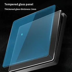 Đen Tempered Glass Tường Đèn chuyển đổi, uk13a Loại C USB ổ cắm điện, 1gang2way tốc độ 220V chuyển đổi điện ổ cắm Bảng điều chỉnh - Product Image 6