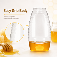 Botella Transparente con Diseño de Colmena Invertida para Exprimir Miel, Salsas Picantes, Kétchup, Condimentos y Jarabe de Arce