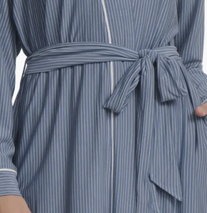 Peignoir en modal pour femme à col <span class=keywords><strong>kimono</strong></span>, doux et rayé, prix de gros usine, vêtements de nuit écologiques pour femmes - Product Image 4