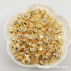 Adorno de lingote pequeño brillante y sólido de 9x7mm, acrílico con efecto de chapado en agua, diseño tradicional chino, cuentas dispersas para cuenco del tesoro - Product Image 1