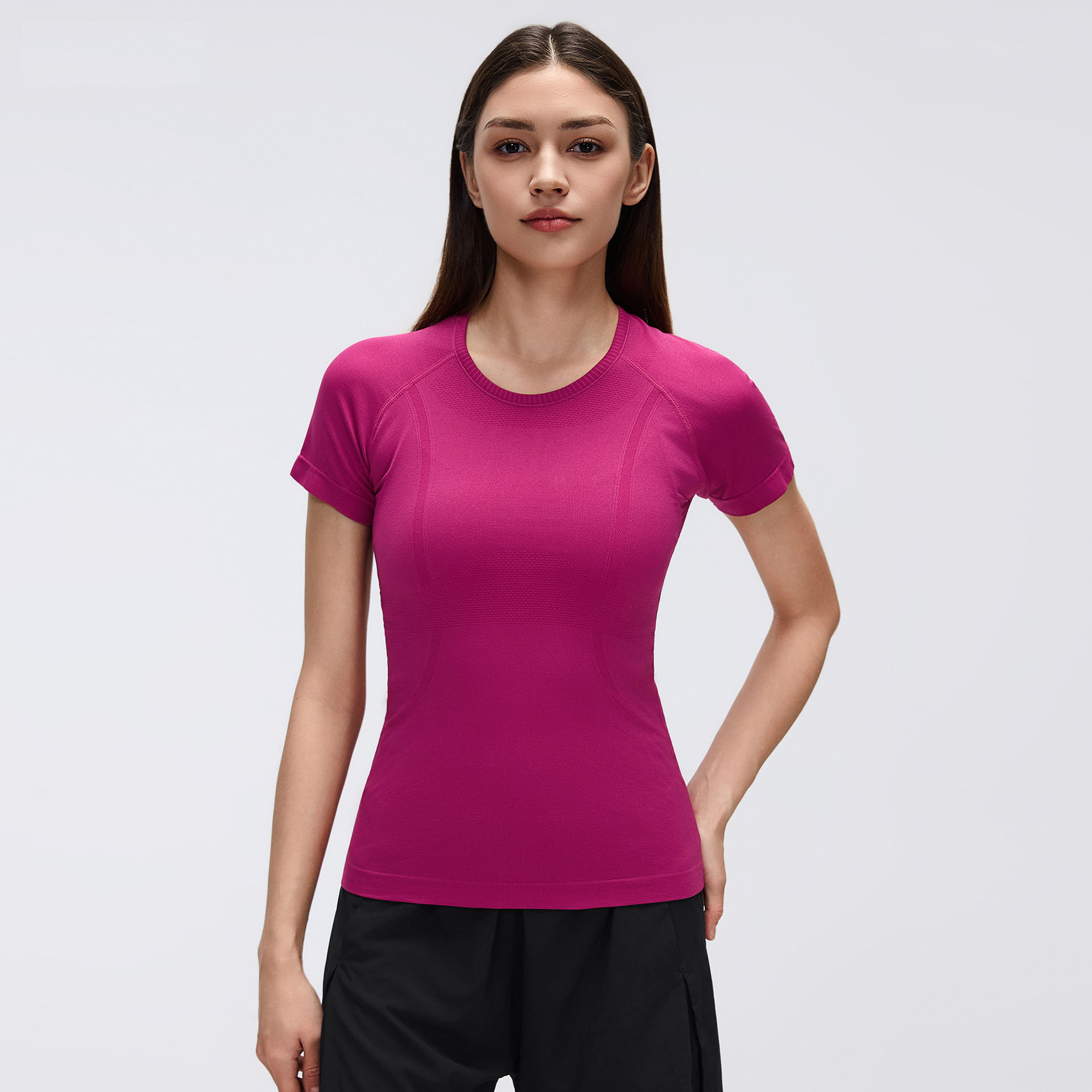 Spring and Summer Short-Sleeved Round-Neck Sports T-Shirt Running and Fitness Top Slim-Fitting and Breathable Yoga Short-Sleeve