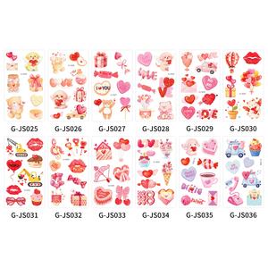 <span class=keywords><strong>Tatuaggio</strong></span> Temporaneo con Glitter per San Valentino, Cuore Rosa, Caramella, Orsetto Rosso, Impermeabile e Personalizzabile - Product Image 4