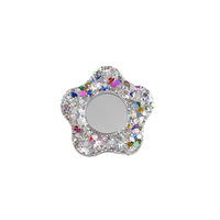 Support de téléphone à motif floral avec miroir, paillettes, adhésif, anneau de maintien, support de bureau télescopique, mode coréenne, vente en gros
