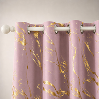 Rideaux occultants en feuille d'or, imprimé marbré métallisé, à œillets, en polyester, 137x260cm pour salon