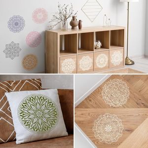 Lot de 9 pochoirs Mandala réutilisables 12x12 ''pour plancher en bois carrelage mural tissu <span class=keywords><strong>peinture</strong></span> meubles décoration et dessin - Product Image 3