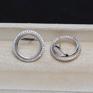 WENCHI S925 Argent Ensemble de supports pour boucles d'oreilles ronds 14,5 mm, composants de bijoux vides à fond plat pour perles et coquillages - Product Image 3