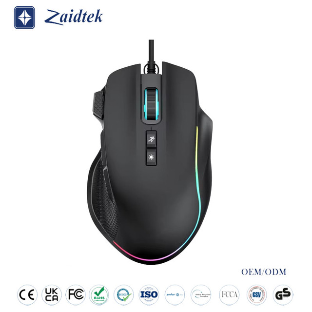High Quality Wired USB Type-C DPI 5600 8 Buttons RGB LED Lighting Right-handed Rechargeable Silent Computer Gaming Mouse FCC