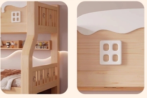 Letto a Castello Alto e <span class=keywords><strong>Basso</strong></span> per Bambini in Legno Massello Letto Multifunzionale a Due Piani - Product Image 4