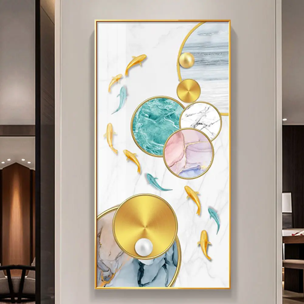 Pintura decorativa de porcelana de cristal para pared, pintura personalizada de pez Koi 5d, decoración para sala de estar, porche, pintura decorativa