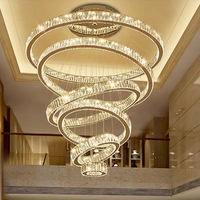 Lustres suspendus modernes en cristal, anneaux ronds LED, pour la maison, la villa, les escaliers, les hôtels et les projets de hall d'entrée